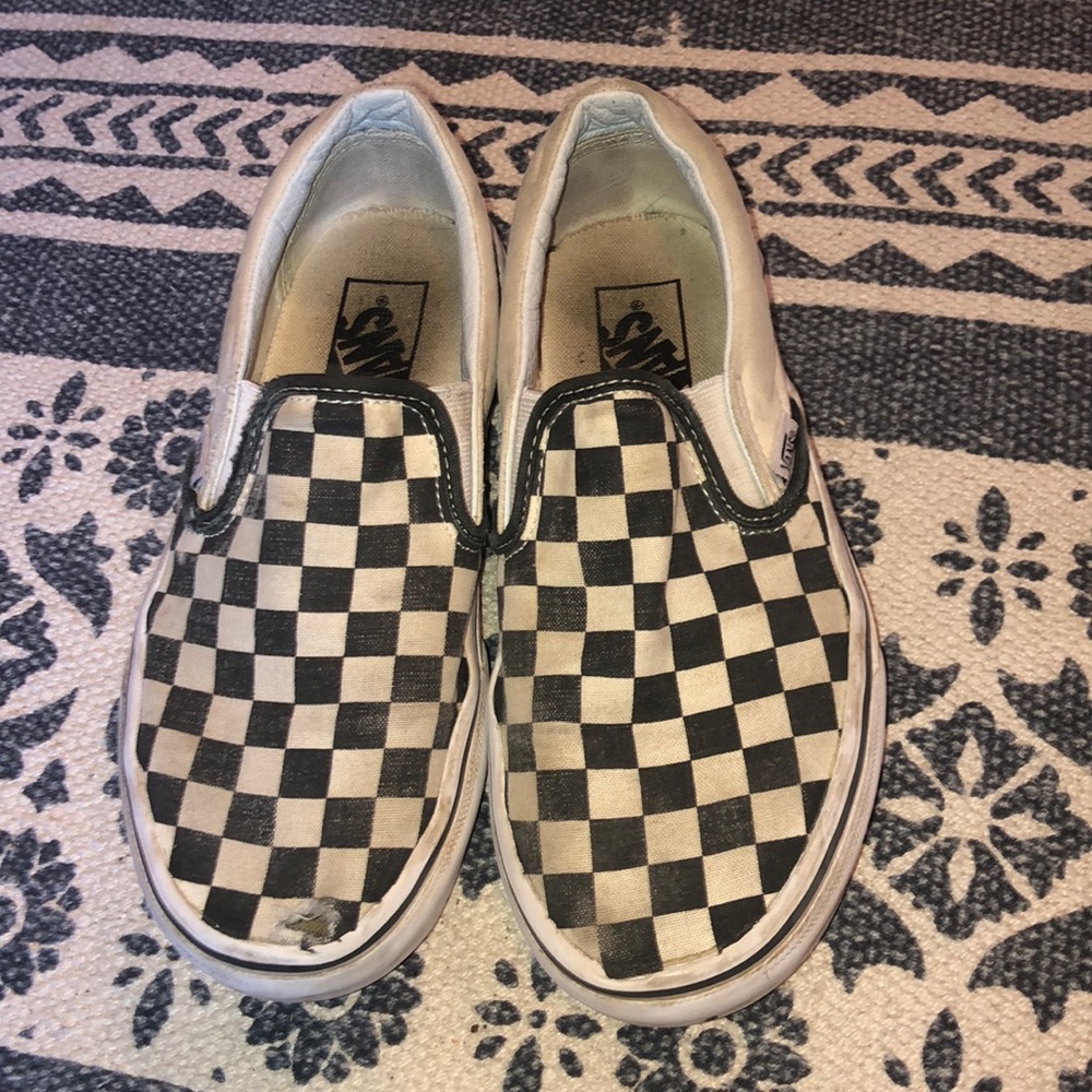 Black and White Checkered Slip On Vans